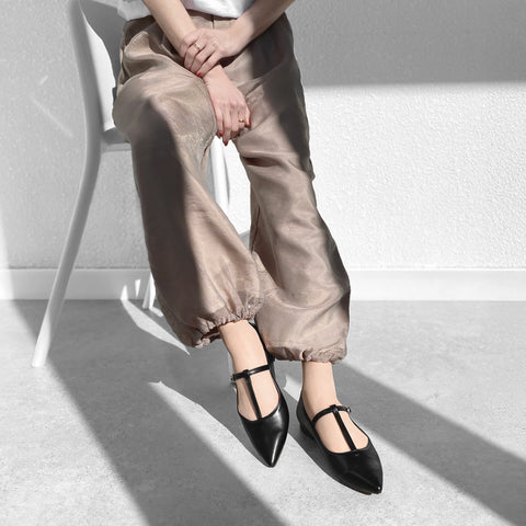 30%OFF:2025SS:Tストラップ フラットシューズ(4796)ブラック/mamian(マミアン)