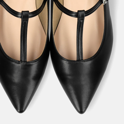 30%OFF:2025SS:Tストラップ フラットシューズ(4796)ブラック/mamian(マミアン)