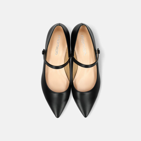 30%OFF:2025SS:メリージェーン ストラップ フラットシューズ(4802)ブラック/mamian(マミアン)