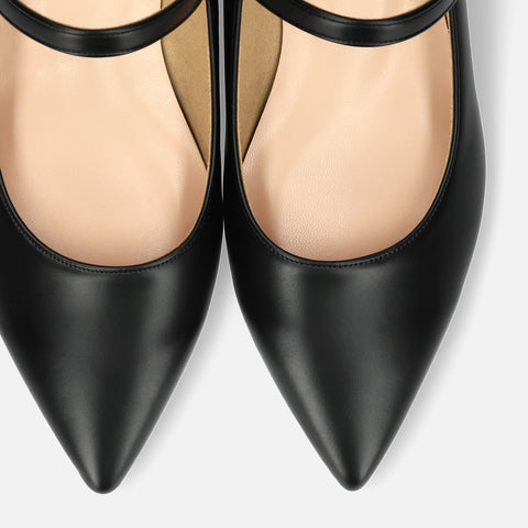 30%OFF:2025SS:メリージェーン ストラップ フラットシューズ(4802)ブラック/mamian(マミアン)