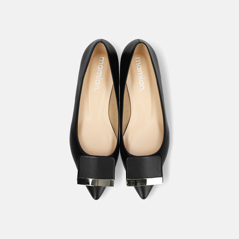 2025AW:アクセントバックル フラットシューズ(m17006)ブラック/mamian(マミアン)