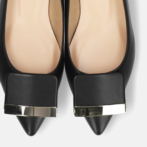 2025AW:アクセントバックル フラットシューズ(m17006)ブラック/mamian(マミアン)