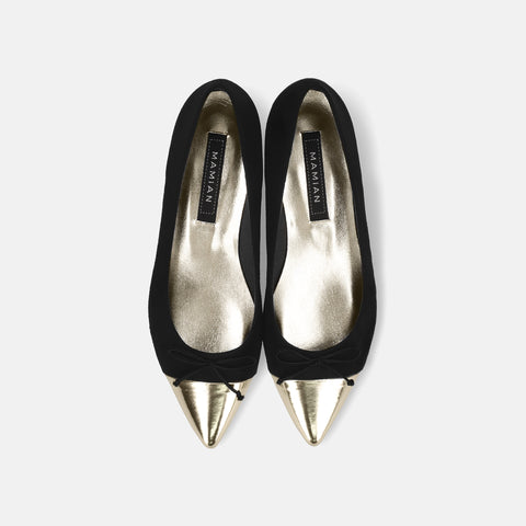 15%OFF:メタリックトゥ バレエシューズ(m17025)ブラックS/C/mamian(マミアン)