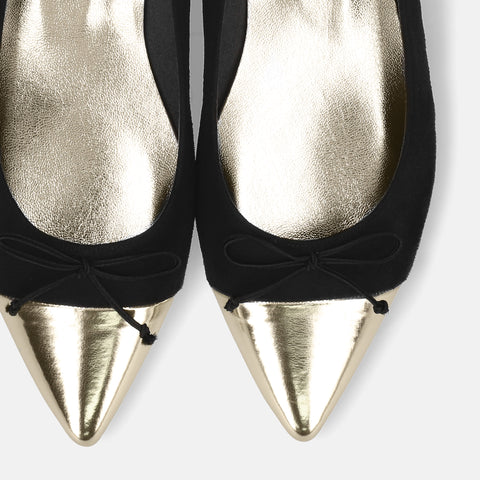 15%OFF:メタリックトゥ バレエシューズ(m17025)ブラックS/C/mamian(マミアン)