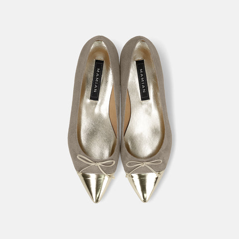 15%OFF:メタリックトゥ バレエシューズ(m17025)グレージュS/C/mamian(マミアン)