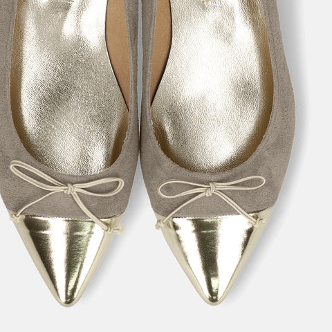 15%OFF:メタリックトゥ バレエシューズ(m17025)グレージュS/C/mamian(マミアン)