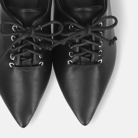 2025AW:レースアップ フラットシューズ(m17062)ブラック/mamian(マミアン)