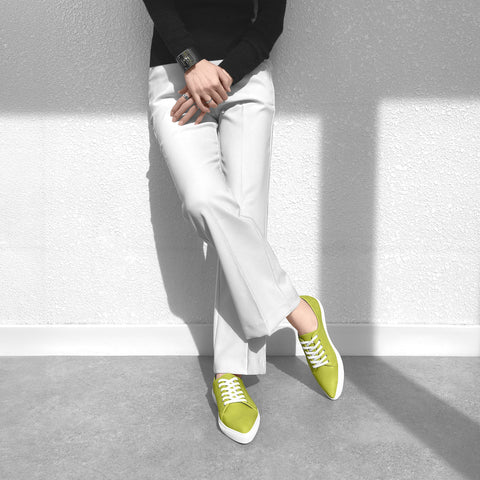 10%OFF:2025SS:ポインテッドトゥ レースアップ スニーカー(m1001)グリーン/mamian(マミアン)