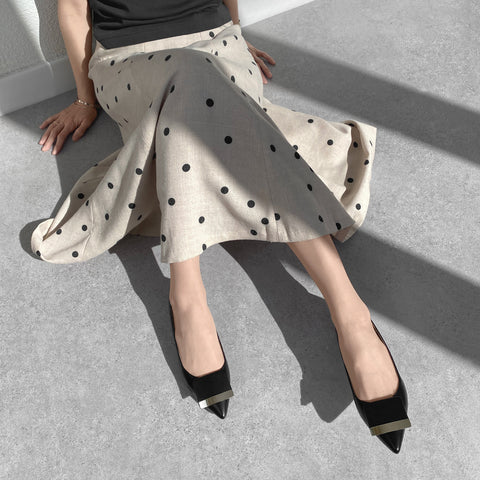 2025AW:アクセントバックル フラットシューズ(m17006)ブラック/mamian(マミアン)