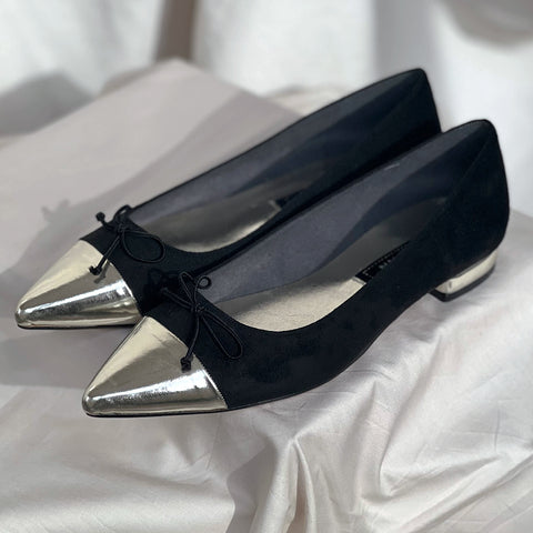 15%OFF:メタリックトゥ バレエシューズ(m17025)ブラックS/C/mamian(マミアン)