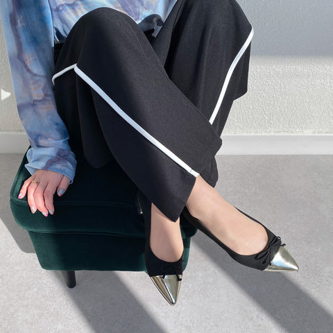 15%OFF:メタリックトゥ バレエシューズ(m17025)ブラックS/C/mamian(マミアン)