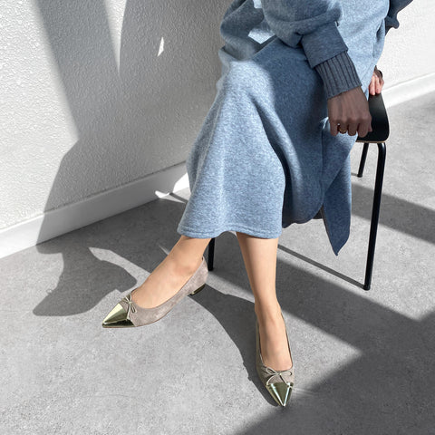 15%OFF:メタリックトゥ バレエシューズ(m17025)グレージュS/C/mamian(マミアン)