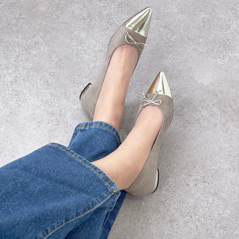 15%OFF:メタリックトゥ バレエシューズ(m17025)グレージュS/C/mamian(マミアン)