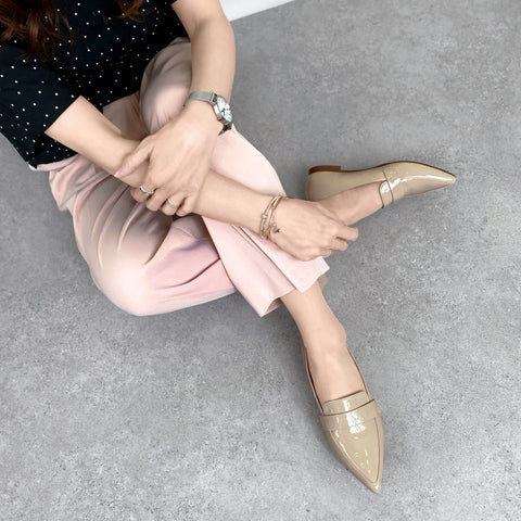 ラストワン晴雨兼用/ローファー フラットシューズ(m17039)ベージュE/mamian(マミアン)