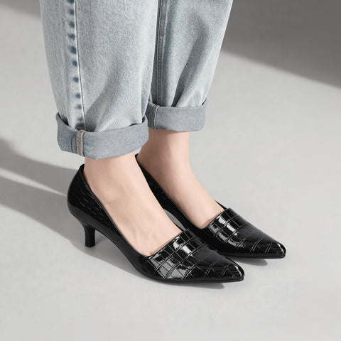 2025AW:サイドコンシャス デザイン パンプス(m45007)ブラックCR/mamian(マミアン)