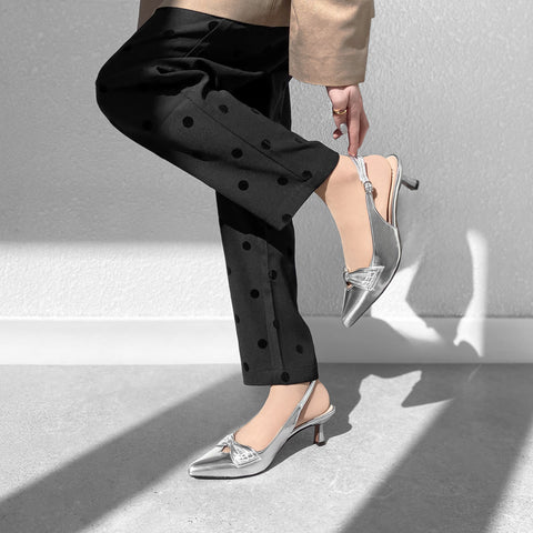 2025SS:バックストラップ パンプス(m45020)シルバー/mamian(マミアン)