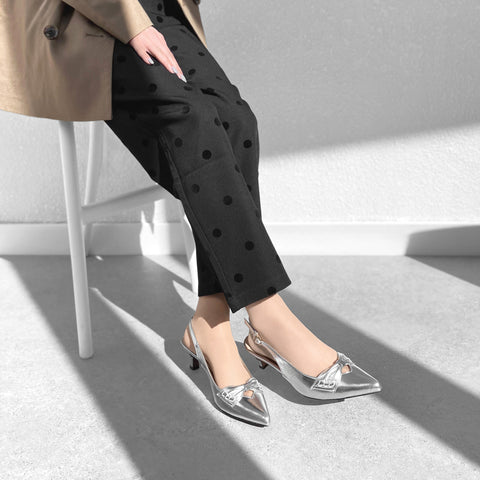 2025SS:バックストラップ パンプス(m45020)シルバー/mamian(マミアン)