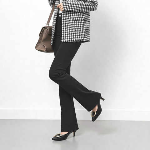 2025AW:ポインテッドトゥ バックル パンプス(m55224)ブラック