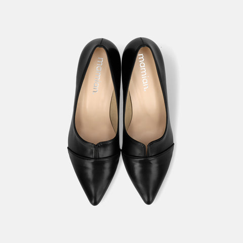 2025AWBI:ポインテッドトゥ 切替 パンプス(5154)ブラック/mamian(マミアン)