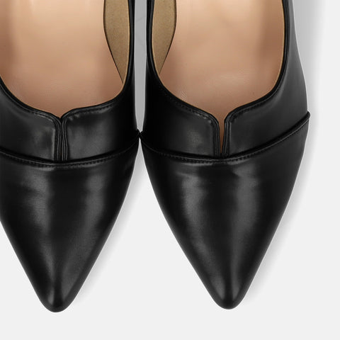 2025AWBI:ポインテッドトゥ 切替 パンプス(5154)ブラック/mamian(マミアン)