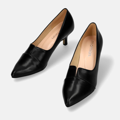 2025AWBI:ポインテッドトゥ 切替 パンプス(5154)ブラック/mamian(マミアン)