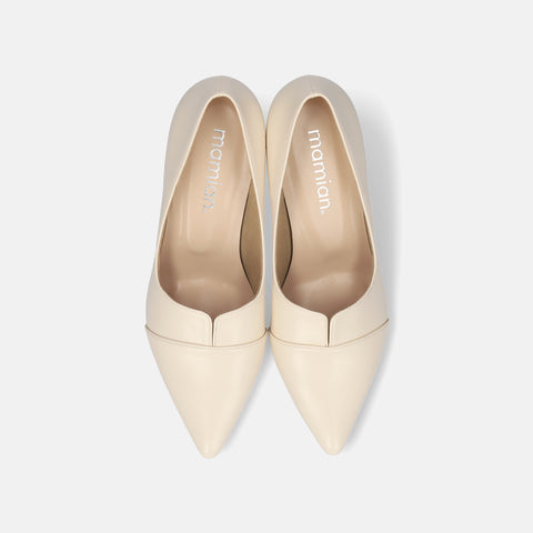 30%OFF:SSBI:ポインテッドトゥ 切替 パンプス(5154)アイボリー/mamian(マミアン)