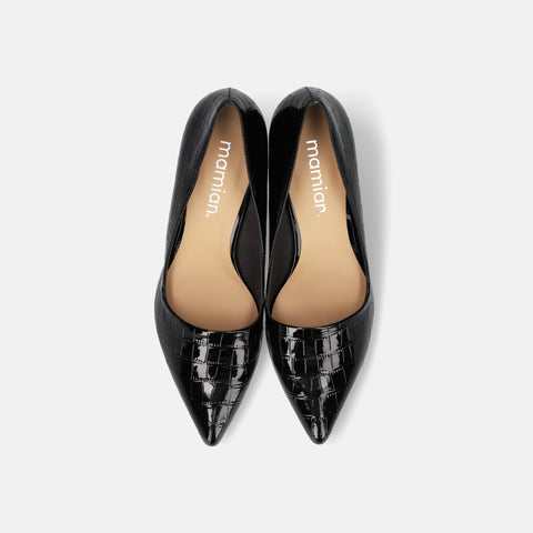 2025AW:サイドコンシャス デザイン パンプス(m45007)ブラックCR/mamian(マミアン)