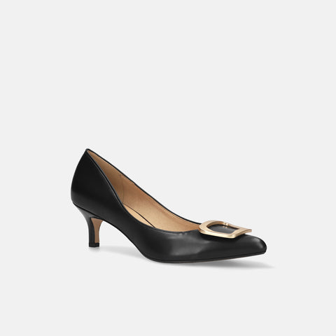 2025AW:ポインテッドトゥ バックル パンプス(m55224)ブラック/mamian(マミアン)