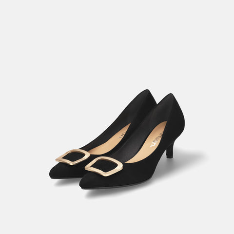 2025AW:ポインテッドトゥ バックル パンプス(m55224)ブラックS/mamian(マミアン)