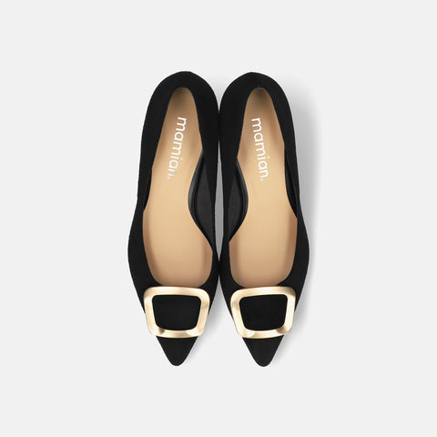 2025AW:ポインテッドトゥ バックル パンプス(m55224)ブラックS/mamian(マミアン)