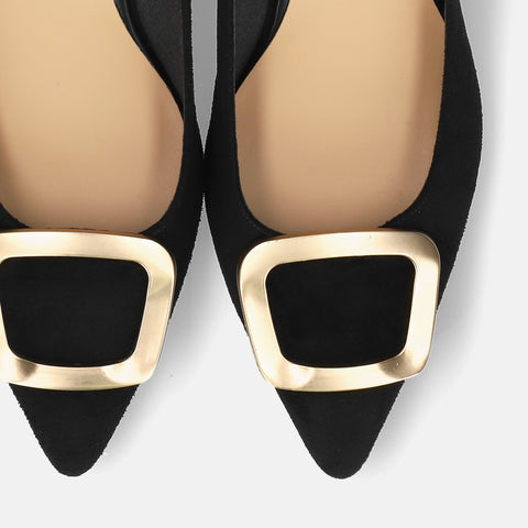 2025AW:ポインテッドトゥ バックル パンプス(m55224)ブラックS/mamian(マミアン)