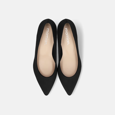 予約:2025AW:ポインテッドトゥ スエードパンプス(m55225)ブラックS/mamian(マミアン)