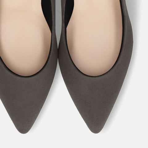 予約:2025AW:ポインテッドトゥ スエードパンプス(m55225)チャコールS/mamian(マミアン)