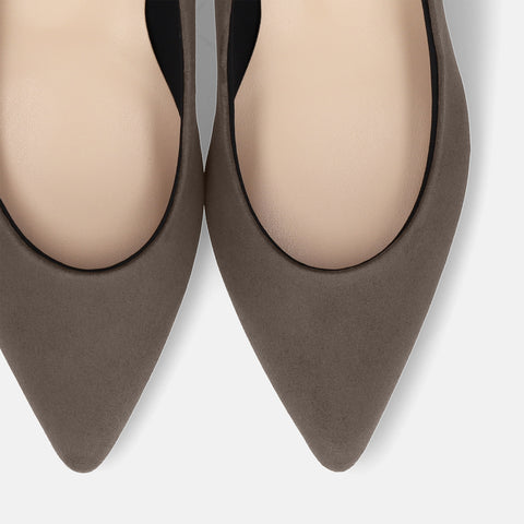 予約:2025AW:ポインテッドトゥ スエードパンプス(m55225)トープグレージュS/mamian(マミアン)