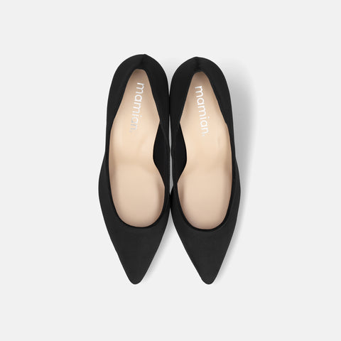 予約:2025AW:ポインテッドトゥ スエードパンプス(S7610)ブラックS/mamian(マミアン)