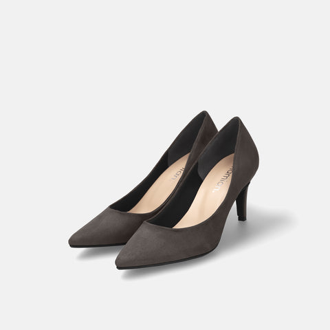 予約:2025AW:ポインテッドトゥ スエードパンプス(S7610)チャコールS/mamian(マミアン)