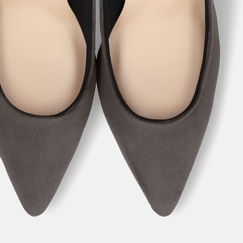 予約:2025AW:ポインテッドトゥ スエードパンプス(S7610)チャコールS/mamian(マミアン)
