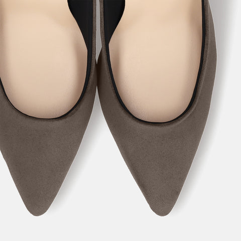 予約:2025AW:ポインテッドトゥ スエードパンプス(S7610)トープグレージュS/mamian(マミアン)