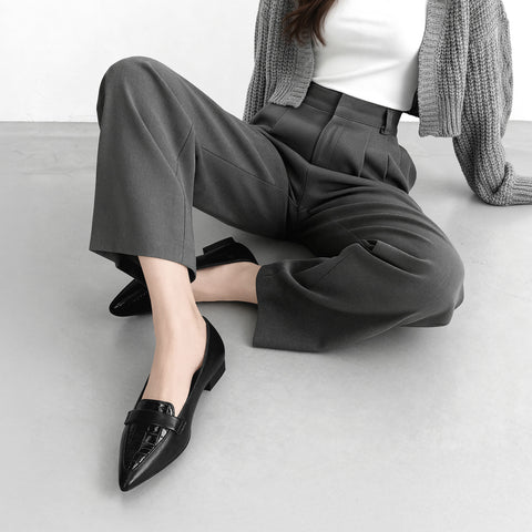 2025AWBI：甲浅ポインテッドトゥ ローファー（124）ブラックCR