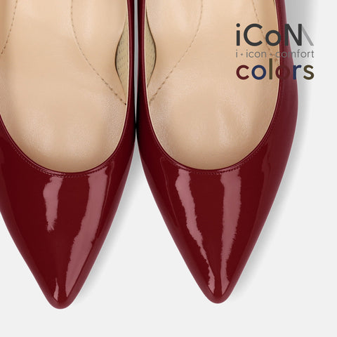 Basic Item SALE10%OFF：2024AW：iCoN COLORS：ポインテッドトゥ エナメル パンプス（C57171）ワインE/mamian（マミアン）