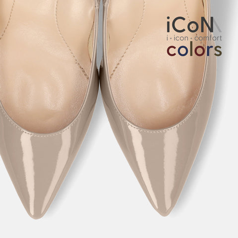 Basic Item SALE10%OFF：2024AW：iCoN COLORS：ポインテッドトゥ エナメル パンプス（C76531）グレージュE/mamian（マミアン）