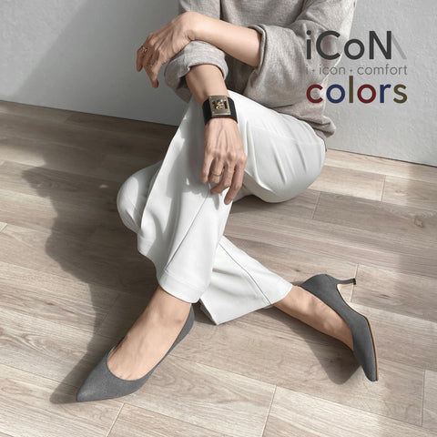 2024AW：iCoN COLORS：ポインテッドトゥ スエード パンプス（C57172）チャコールS/mamian（マミアン）