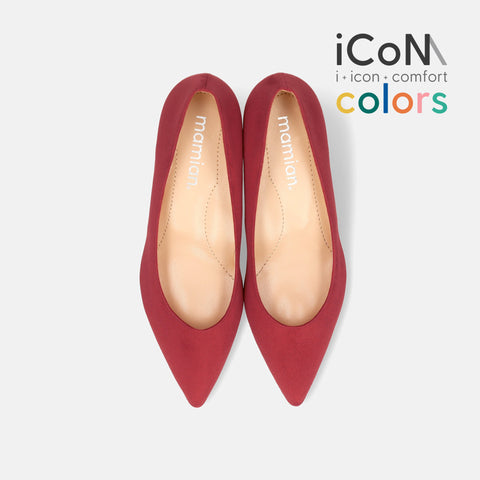 30%OFF：iCoN COLORS：ポインテッドトゥ スエード パンプス（C57172）ボルドーS/mamian（マミアン）