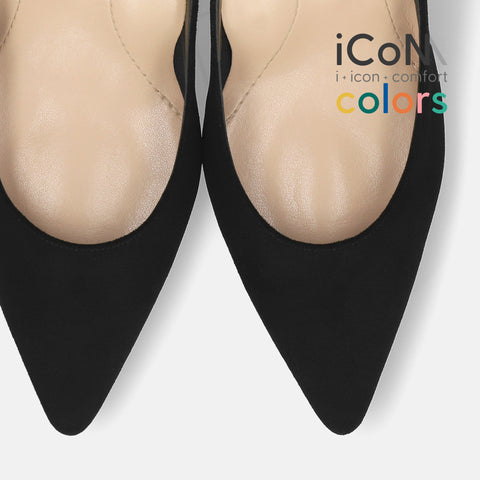 20%OFF：2025AW：iCoN COLORS：ポインテッドトゥ スエード パンプス（C76532）ブラックS/mamian（マミアン）