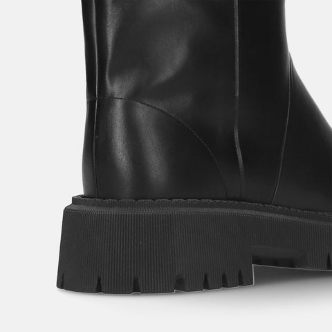 予約：2025AW：ラウンドトゥ ロングブーツ（m100013）ブラック