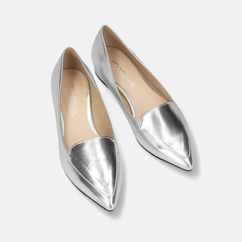 2025AWBI：甲深デザイン フラットシューズ（4767）シルバー