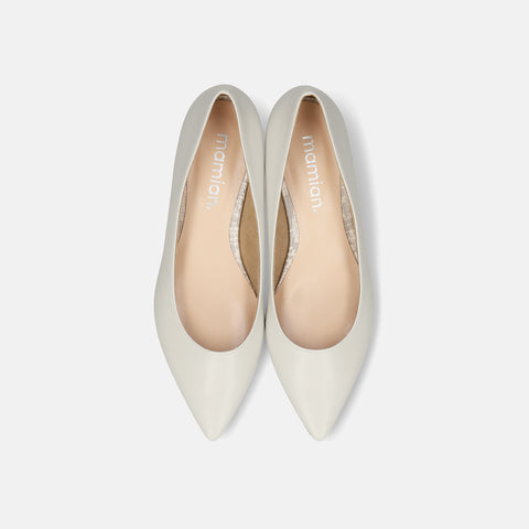 予約：2026SS：アクセントヒール フラットシューズ（4797）ホワイトグレー