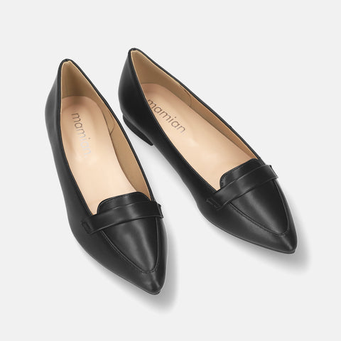 2026SSBI：甲浅ポインテッドトゥ ローファー（124）ブラック/mamian（マミアン）