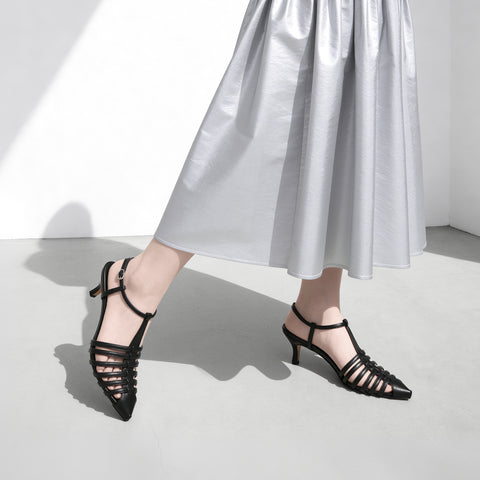 40% OFF: 2022SS: PVC design T-strap pumps (m17002) black