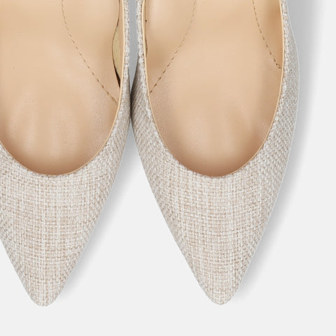 予約：2026SS：iCoN COLORS：ポインテッドトゥ リネン パンプス（C76535）キナリL